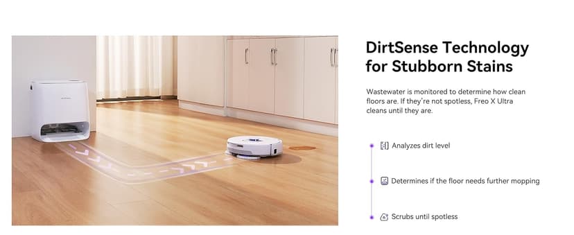 Narwal Freo X Ultra Robot Vacuum and Mop Combo, 8200Pa Robot Mop & Vacuum, Auto Mop Drying/Washing, Self-Empty, Zero-Tangling, DirtSense™, Maintenance-Free Base Station, Self-Contained Dust Processing