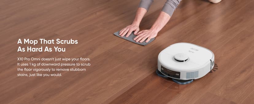 eufy X10 Pro Omni Robot Vacuum and Mop Combo, 8,000 Pa Suction, Dual Mops with 12 mm Auto-Lift and Carpet Detection, AI Obstacle Avoidance, Auto Mop Washing, Auto Drying, Self-Emptying, White