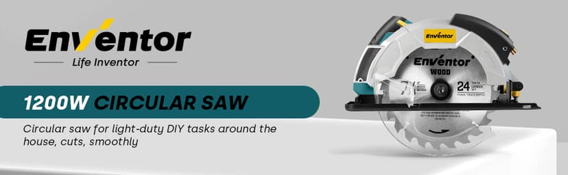 Enventor 7-1/4-Inch Circular Saw, 10A Pure Copper Motor Electric Circular Saws with Laser Guide, 2 Blade Saws (40T/24T), Adjust Cutting Angle from 0° to 90°, Single Handed Bevel, 5800RPM, Blue