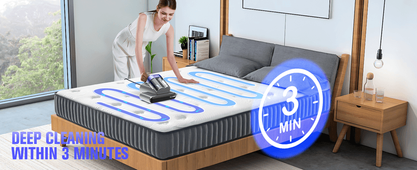 Mattress Vacuum Cleaner,Bed Vacuum Cleaner with UV-C Light,16Kpa,140°F Heat,Ultrasonic,Anion,Handheld Vacuums for Bed,Sofa,Couch,Crib(Corded, Purple)