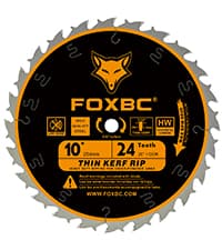 FOXBC 10 Inch Thin Kerf Fine Finish Crosscut Table Saw Blade, 60-Tooth ATB, with 5/8-Inch Arbor