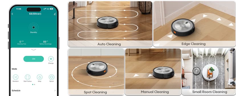 Robot Vacuum Cleaner - 2-in-1 Robot Vacuum and Mop Combo, 2500Pa Suction, Smart Navigation, Alexa & Google Assistant Compatible, Auto Recharge, Anti-Fall, Pet Hair Removal, Z-Shape Cleaning Mode