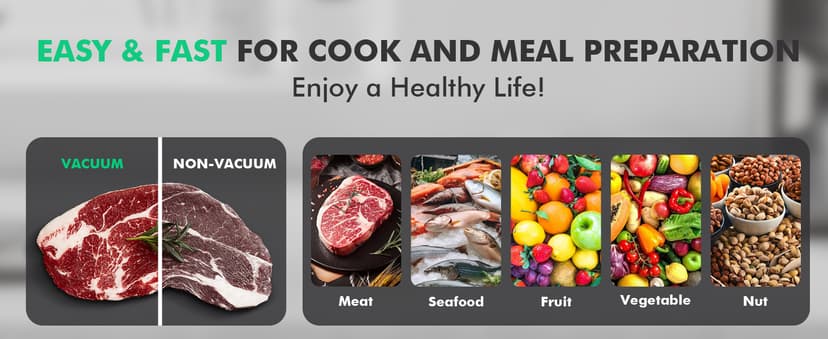 Vacuum Sealer Machine, 90kPa 120W Powerful Food Sealer Build-in Cutter and Bag Storage, Digital Countdown Display, Dry&Moist Mode, Wide Seal, 2 Bag Rolls & 5 Pre-Cut Bags for Food Saver (Silver)