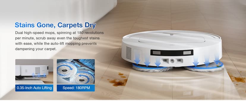 ECOVACS DEEBOT T50 PRO Omni Robot Vacuum and Mop, 3.19” Ultra-Slim, 15,000Pa Suction, ZeroTangle 2.0, TruEdge Edge Cleaning, AIVI 3D Obstacle Avoidance, Auto Mop Wash & Dry, Self-Emptying,White