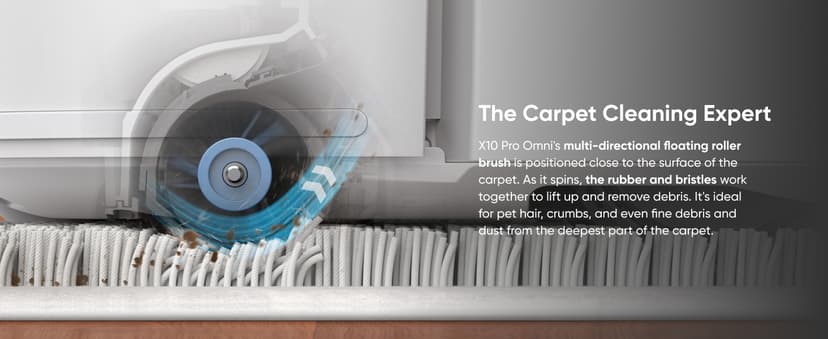 eufy X10 Pro Omni Robot Vacuum and Mop Combo, 8,000 Pa Suction, Dual Mops with 12 mm Auto-Lift and Carpet Detection, AI Obstacle Avoidance, Auto Mop Washing, Auto Drying, Self-Emptying, White