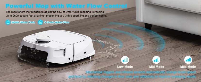 TECBOT M1 Pro Robot Vacuum and Mop - LiDAR Robotic Vacuums Cleaner for Home with Pet Hair, Carpet, Hardwood Floors, Auto Smart Mopping, Self Cleaning, Avoids Obstacles, Voice Control, White