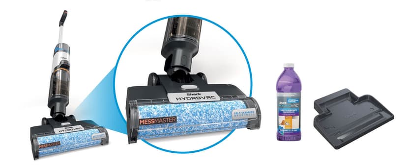 Shark Wet Dry Vacuum Mop All-in-One Cordless Hardfloor Cleaner, HydroVac MessMaster, 3-in-1 Self-Cleaning System, Strong Suction with 2 Brushrolls & 2 Solutions, for Hard Floors & Area Rugs, AW261