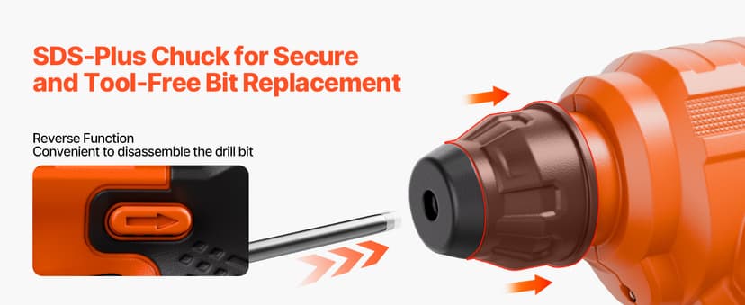 VEVOR 5/8" SDS-Plus Rotary Hammer Drill,20V Brushless Cordless Hammer Drills,4.0Ah Lithium-Ion Battery Powered,3.0A Fast Charger,Electric Demolition Hammers Variable Speed,Power Tool For Concret