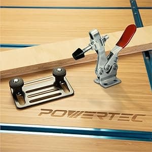 POWERTEC 72054 50 Inch Circular Saw Guide for Circular Saw, Router and Jig Saw, Contractor Straight Edge Clamp Saw Guide, w/Toggle Clamp Mounting Plate and 4-pc Quick Release Horizontal Toggle Clamps