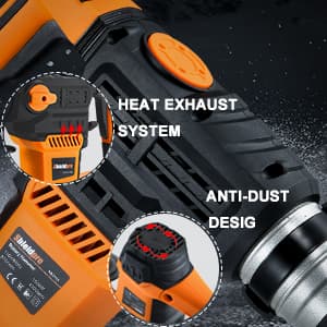 SHIELDPRO 1-1/4 Inch SDS-Plus 13 Amp Rotary Hammer Drill Heavy Duty, Safety Clutch 3 Functions with Vibration Control,Including Grease, Flat Chisels, Point Chisels and 3 Drill Bits