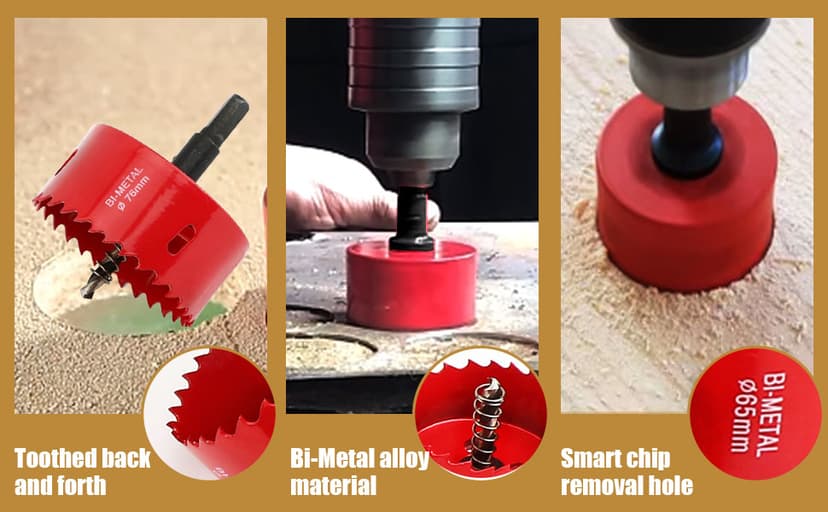 13PCS Bi-Metal Hole Saw Kit with Drill Bits, Carbide Hole Saw Set for Thin Metal and Wood, Cutting Diameter 3/4'' to 3''