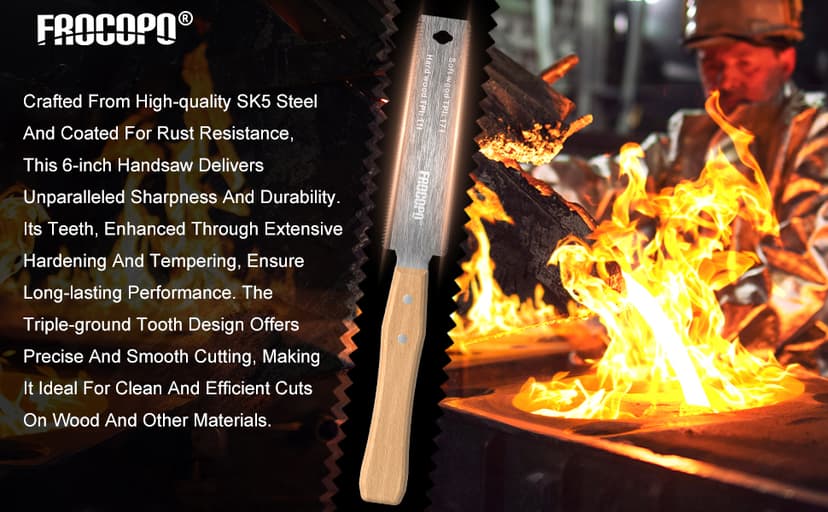 Hand Saw Woodworking Tools, 6-Inch Pull Saw, Flexible Double-Edge Blade 17/11 TPI, Japanese Flush Cut for DIY Craft, Non-Slip Wood Handle, Sharp & Lightweight for Woodworking and Garden Trim