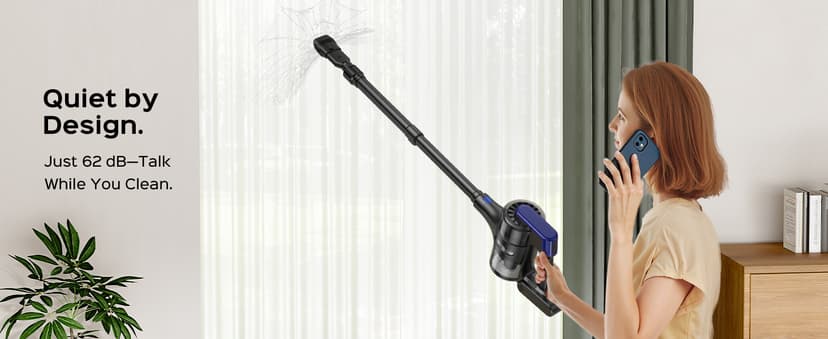 Cordless Stick Vacuum Cleaner, 55Min Cordless Vacuum Cleaners for Home, Powerful Suction Rechargeable Vacuum with Green LED Headlight, Lightweight Stick Vac for Carpet, Hardwood Floors & Pet Hair