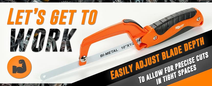 Mutt Tools Mini Hacksaw for Metal with 10-inch Bi-Metal Blade for Precision Cutting - Compatible with 10" and 12" Blades - Small Cutting Saw