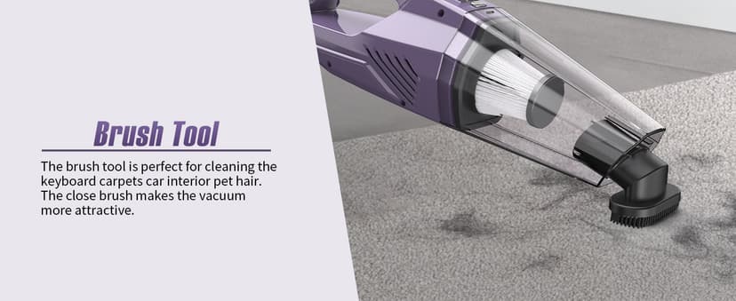 Handheld Vacuum Cordless - Car Vacuum Portable & Small Vacuum Cleaner with 6KPa Suction, USB Vacuum Cordless Rechargeable, HEPA Filter, LED Light for Pet Hair, Home, Car, Office - Includes Accessories