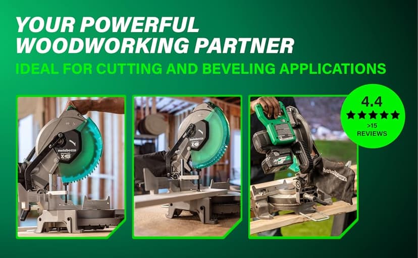 Metabo HPT 18V MultiVolt Cordless 10-Inch Single Bevel Miter Saw, Wide Range of Miter and Bevel Cutting Options, Xact Cut LED Shadow System, Brushless Technology, Tool Body Only, C1810DFAQ4