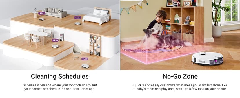 Eureka E20 Plus Robot Vacuum and Mop Combo, Robot Vacuum Cleaner with Bagless Self Emptying Station, 45-Day Capacity 8000Pa Suction and Anti Hair-Tangling Brush App Control LiDAR Navigation