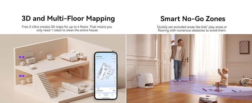 Narwal Freo X Ultra Robot Vacuum and Mop Combo, 8200Pa Robot Mop & Vacuum, Auto Mop Drying/Washing, Self-Empty, Zero-Tangling, DirtSense™, Maintenance-Free Base Station, Self-Contained Dust Processing