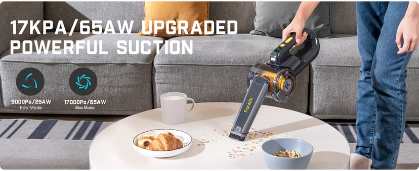 Fanttik Fold V10 Ultra Deluxe Handheld Vacuum Cordless, 17kPa Suction Power, Charging Base, Pivot Nozzle, Up to 35 Mins Runtime, Smart LED Display, Cordless Dustbuster Vacuum for Home, Car