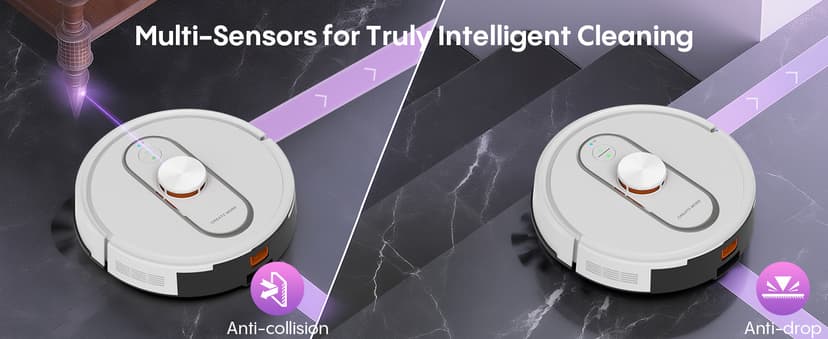 Bagotte Robot Vacuum and Mop, 5000Pa Self Emptying Robotic Vacuum with Mapping,60-Day Hands-Free Cleaning, LiDAR Navigation, No-Go Zones,Wi-Fi/App/Alexa Control, for Pet, Hard Floors, Carpets