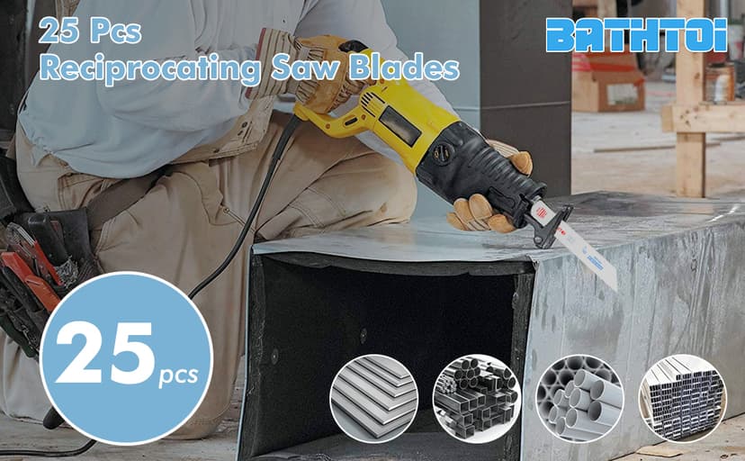 25 Pack 6 Inch 18 Tpi Reciprocating Saw Blades for Sheet Metal, Pipes, Nails Cutting, Profiles Cutting, Bi-Metal Sawzall Blades with 8% Cobalt for Longer Life and Faster Cutting Speed