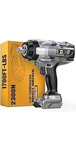 Cordless Impact Wrench 1/2 inch Compatible with Dewalt Battery, 1000FT-LBS (1360N.m) Brushless Electric Impact Gun Includes LED Work Light, 2100RPM High Torque Impact Driver, Bare Tool Only