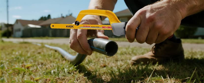 KATA Hacksaw, Compact Hand Operating Hack Saw with 10 Inch Aluminum Frame and 2 Piece Extra Flexible Bi-Metal HSS Blades, Suitable for Wood and Metal (Mini Hacksaw)