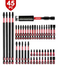 Impact Tough Magnetic Mixed 45Pack Insert Driver Bits, S2 Alloy Steel Screwdriver Power Bits Set with 1Pcs Impact Magnetic Bit Holder