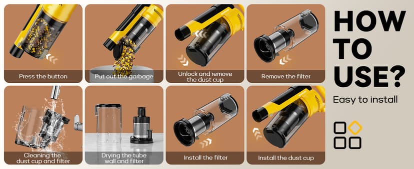350W Cordless Vacuum Cleaner for Dewalt 20v Battery, 35kPa Brushless Lightweight Stick Vacuum with 3 Mode Suction, 6 in 1 Stick Vacuum Cleaner with HEPA for Floor, Carpet, Car (Battery Not Included)