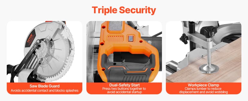 VEVOR Compound Miter Saw, 10-Inch Blade, 15 Amp Motor, 60-Tooth, Corded Single Bevel 0-45°, LED Precision Alignment, Angle Adjustable, Lightweight Cast Aluminum Base, for Wood, Composite Decking