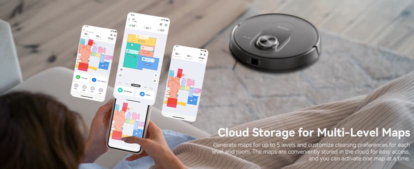 Proscenic Q8 Robot Vacuum Cleaner with Mop, Ultra Strong 6000Pa Robotic Vacuum with Lidar Navigation, 5 Real-Time Mapping, WiFi/Alexa/APP Remote Control Robot Hoover for Floor Carpet Pet Hair