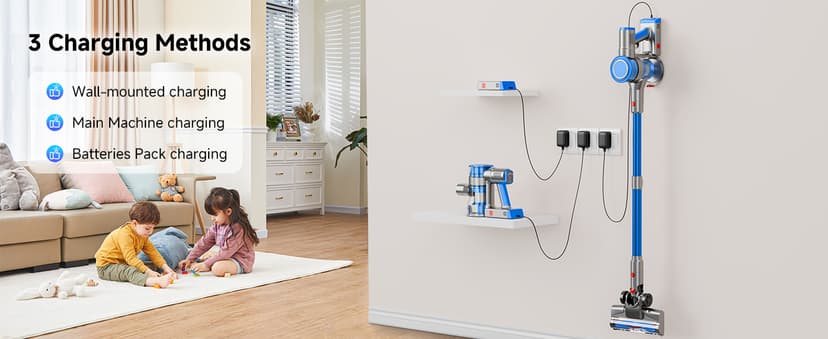 Cordless Vacuum Cleaner for Home, Powerful Stick Vacuum Cleaner with Rechargeable Battery, 6 in 1 Lightweight Handheld Vacuum, 45 Mins Runtime Cordless Vacuum for Hardfloor & Carpets Pet Hair,Blue