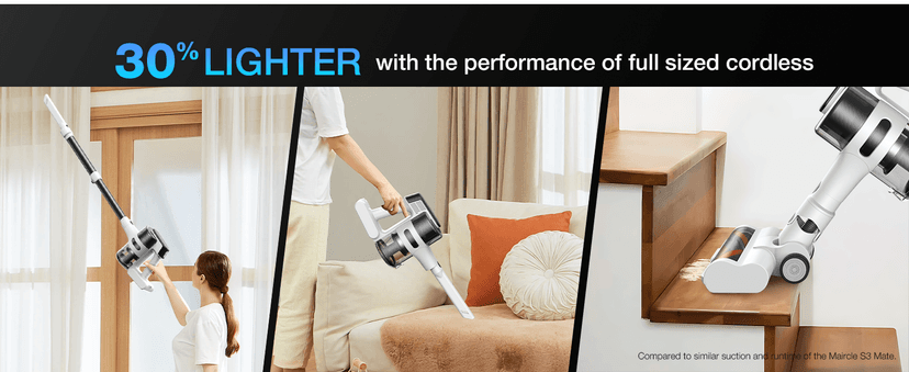 Cordless Stick Rechargeable Vacuum Cleaner, Lightweight, 55min Runtime, 9 in 1 Powerful Suction, Self Standing, Anti Tangle LED Headlight, Ideal for Carpets, Hardwood Floors, Pet Hair, and Home