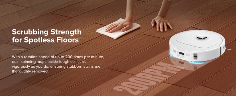 roborock Qrevo S Robot Vacuum and Mop, Self-Drying, Auto Mop Washing, 7000Pa Suction, Self-Emptying & Refilling, 10mm Mop Lifting, 200RPM Spinning Mops, Smart Obstacle Avoidance, White