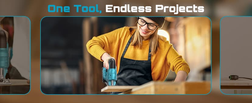 SEESII Cordless Jig Saw 21V, Electric Jigsaw Tool with 2× 2.0Ah Batteries, 2800RPM Variable Speed for Wood Cutting, 0°-45° Bevel Cuts, LED Light, 4 Orbital Settings for Straight/Curve/Circle Cutting