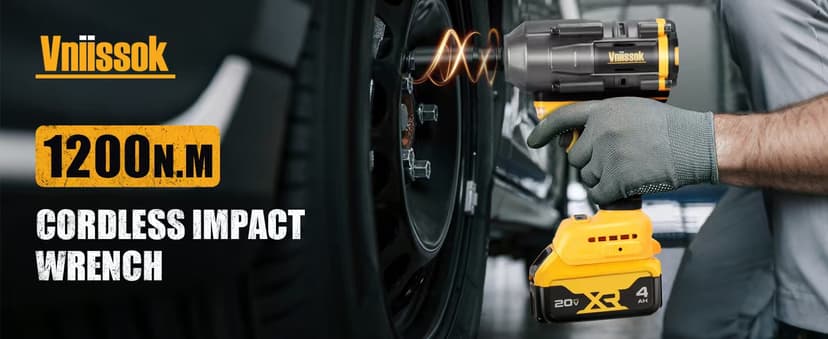 Cordless Impact Wrench 1/2 inch for Dewalt 20V Battery, 1000/1200N.m Impact Driver High Torque Brushless Electric Impact Gun Includes LED Work Light Variable Speeds for Car/Truck RV/Mower