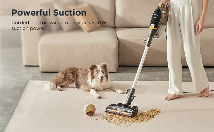 Eureka Flash Lightweight Stick Vacuum Cleaner, 15KPa Powerful Suction, 2 in 1 Corded Handheld Vac for Hard Floor and Carpet, Black