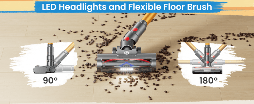 Cordless Vacuum Cleaner, 500W/45Kpa Vacuum Cleaners for Home with LED Display, 8 in 1 Lightweight Stick Vacuum with 50Min Runtime, Anti-tangle, Wall Mount Charging for HardFloor/Carpet/Pet Hair