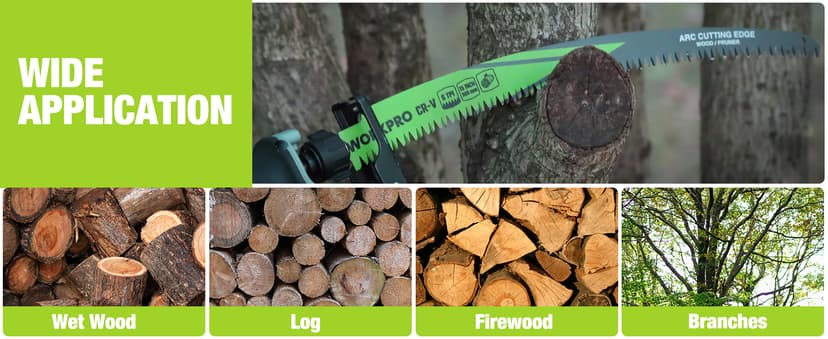 WORKPRO 15" Japanese Teeth Wood Pruning Reciprocating Saw Blades Set, Arc Cutting Edge 6TPI Pruning Saw Blades for Tree Pruning, Wood Cutting, Durable & Sharp, 5 Pack