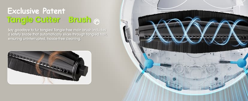 V5 Robot Vacuum and Mop, Self-Emptying Robotic Vacuum Cleaner, 8500Pa Suction, Pet Hair Tangle Cutter, Laser Navigation, Cat Laser, Carpet Detection, Ideal for Hard Floor, Tile, and Carpet