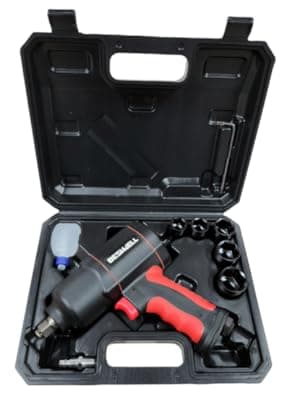 Beswell® 1/2-Inch Air Impact Wrench-1180 Foot-Pounds Max Loosen Torque Output-Well Balanced Lightweight 4.6Lbs-Includes 5-Pieces CR-V Steel SAE Impact Sockets Set & Carrying Case