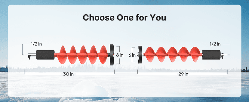 Eyoyo 6-8" Diameter Ice Auger Bit, 1 Set Replacement Blade & Blade Protector with 1/2 Inch Chunk Drill Adapter, Nylon Auger Convenient for Ice Fishing