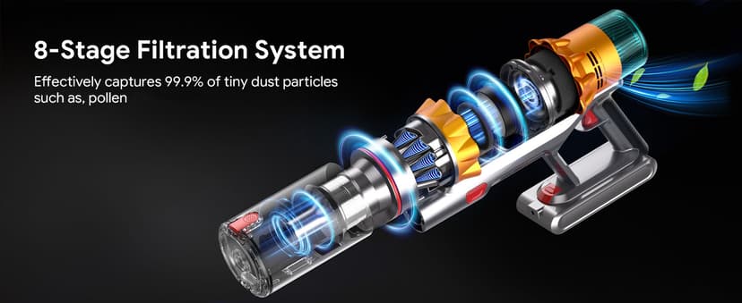 Cordless Vacuum Cleaners for Home,8-in-1/65Min/600W/48Kpa Powerful Suction,Self-Standing Cordless Stick Vacuum Cleaner,Lightweight Anti-Tangle Rechargeable Vacuum for Floor/Carpet/Pet Hair/Car