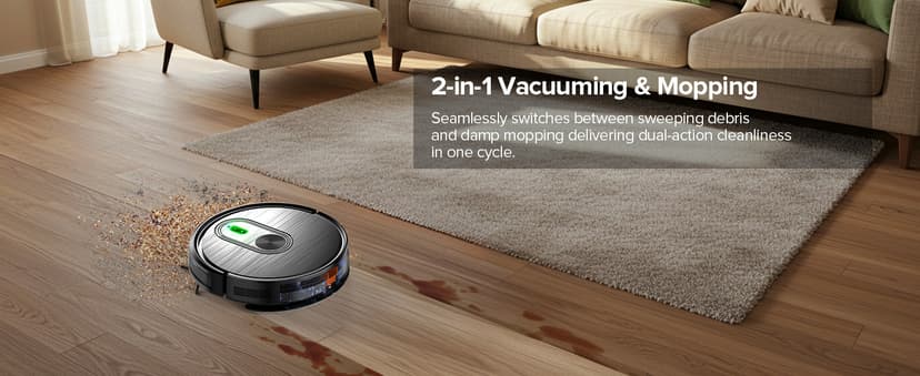 Robot Vacuum and Mop Combo, 2 in 1 Vacuuming & Mopping Robot with Schedule, App/Bluetooth/Voice, 3200Pa Max Suction, Self-Charging Robot Vacuum Cleaner, Slim, Ideal for Pet Hair, Hard Floor, Carpet