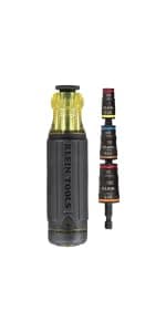 Klein Tools 32930 SAE Magnetic Impact Nut Setter Set, 6-Piece Color Coded Power Nut Driver with Extended Reach, 6 SAE Sizes