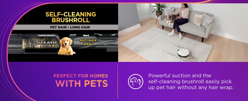 Shark Navigator Robot Vacuum with Bagless 30-Day Capacity Self-Empty Base, Powerful Suction, SmartPath Navigation, Self-Cleaning Brushroll, for Carpets & Hard Floors, White, AV2110S