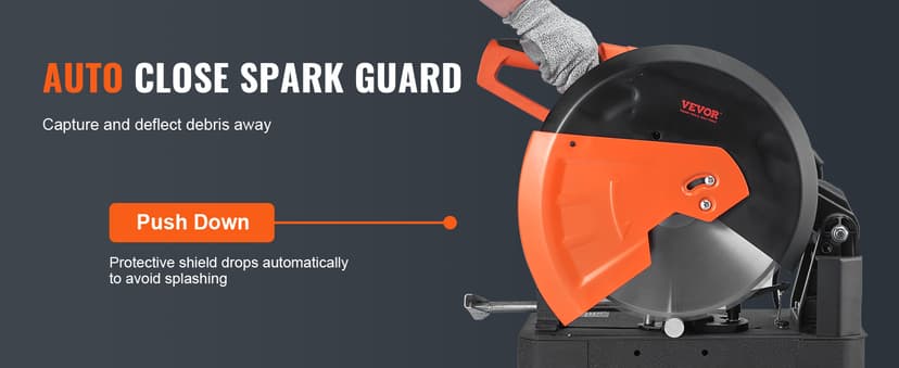 VEVOR Chop Saw, 14''/355mm Blade Diameter Cut Off Saw, 2800W 1200RPM Steel Cutting Machine, 0-45° Adjustable Dry Cut Chop Saw, Miter Saw for Cold Cut Saw for Steel/Iron/Aluminum, Black