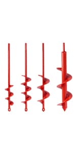 VASGOR Set of 5 Auger Drill Bit for Planting (1.6x16", 2x16", 2.6x16", 3x16", 3.5x16") - Easy Planter Garden Auger - Bulb & Bedding Plant Augers - Post Hole Digger for 3/8” Hex Drive Drill