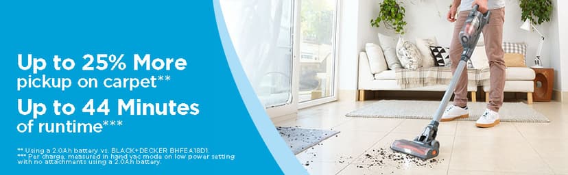 BLACK+DECKER POWERSERIES+ 20V MAX Cordless Vacuum Cleaner, Stick Vacuum Rechargeable with LED Floor Lights, Anti-Tangle Lightweight, Removable Battery (BHFEA18D1)