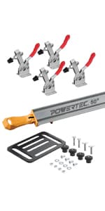 POWERTEC 24, 36, 50 Inch Circular Saw Guide/Straight Edge Guide for Router Tool, Jigsaw, Circular Saw and Drill Press, Saw Guide for Cutting Plywood and Routing Dado Slots, 3 pk (71708)